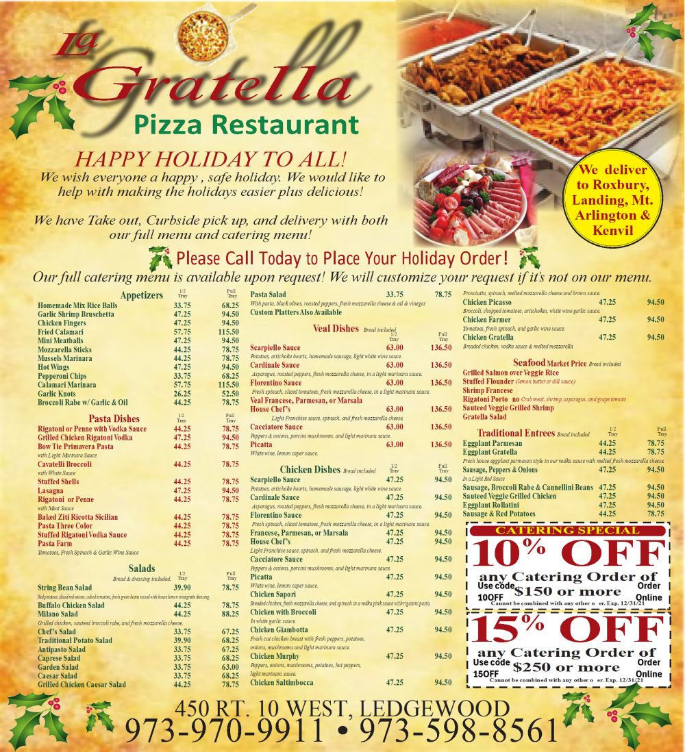 La Gratella Holiday Catering menu 2025 resized