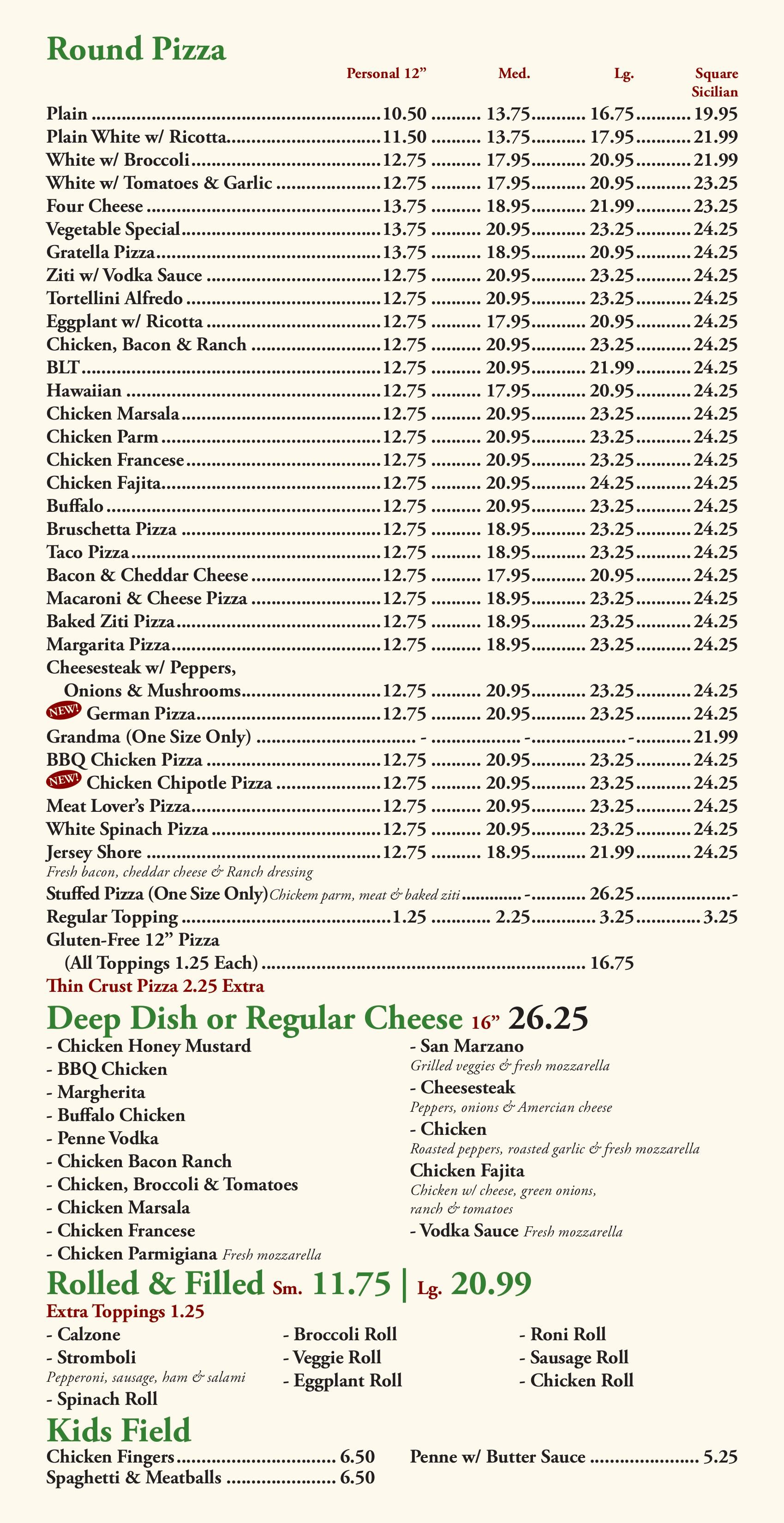 La Gratella Menu Ledgewood 3312025 5
